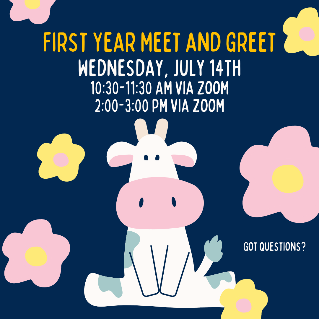 day/time of event with cartoon of a cow