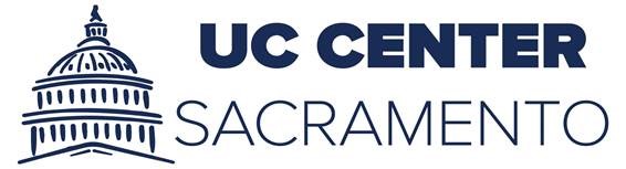 UC Center Sacramento text; drawing of the capitol building