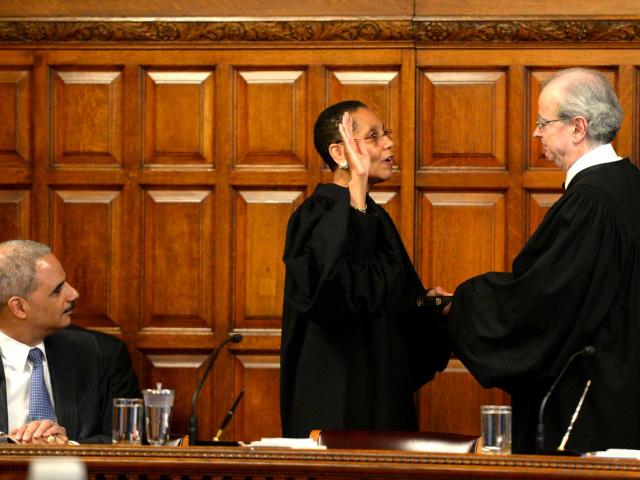 black woman judge being sworn in to join the court of appeals (Shiela Abdus-Salaam)