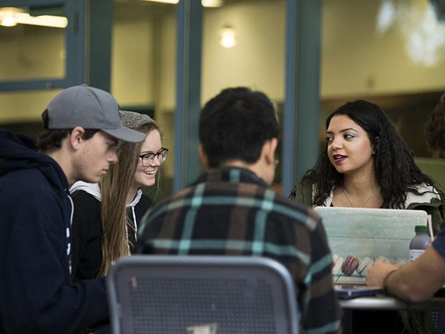 students talking
