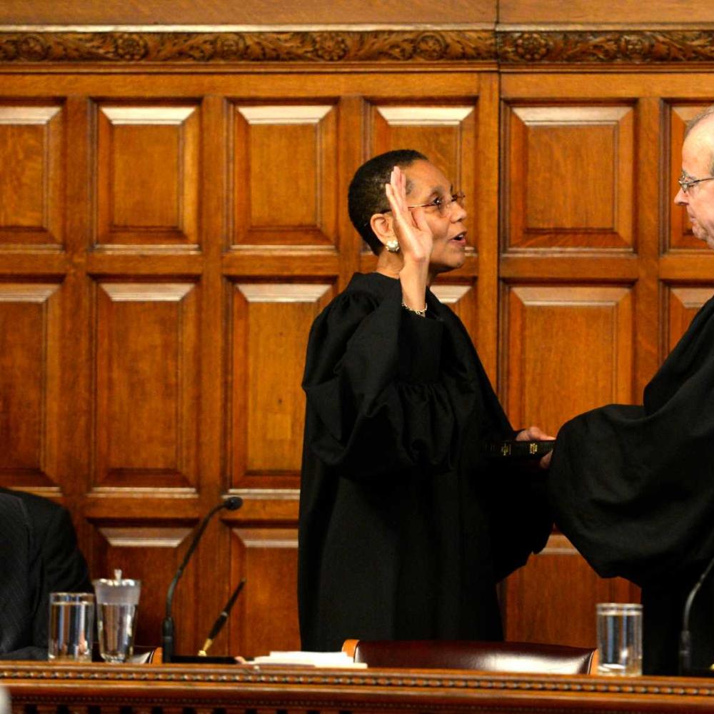 black woman judge being sworn in to join the court of appeals (Shiela Abdus-Salaam)
