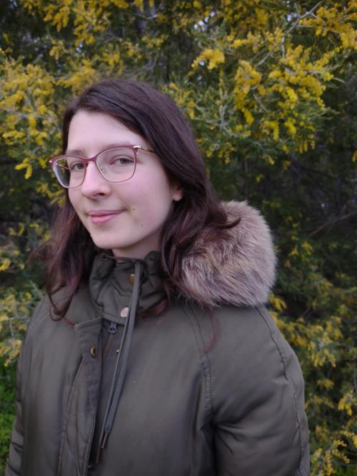 A woman smiling
