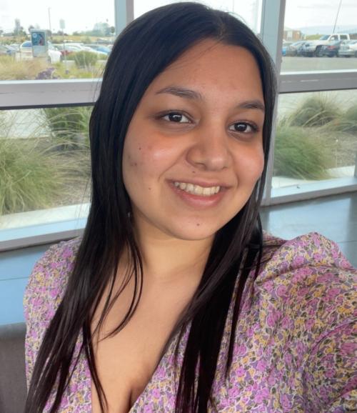 A selfie of a girl smiling