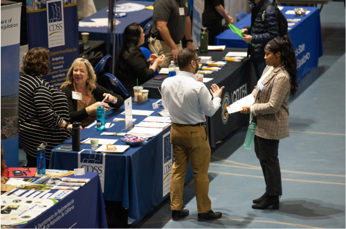 Students at a career fair event