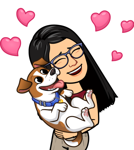 Cartoon image of a girl hugging a dog